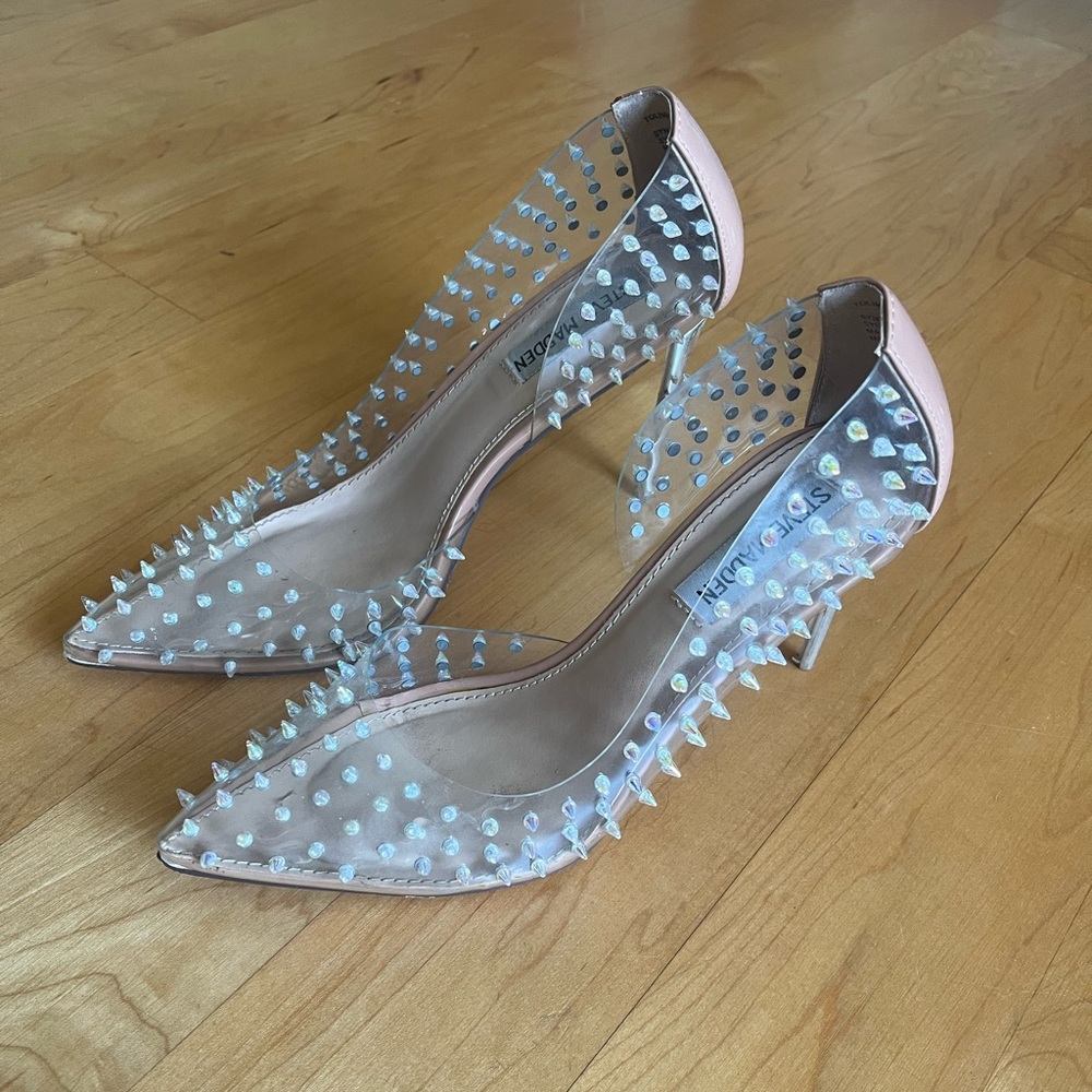 Steve Madden clear spiked stiletto heels
